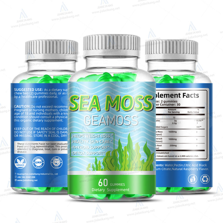 Sea Moss 3000mg Gummies with Bladderwrack and Burdock Root - Natural Irish Sea Moss for Immune, Thyroid and Detox Support - Extra Strength, Great Tasting - Gluten-Free, Vegan - 60 Gummies - Capsule Gummy Manufacturer