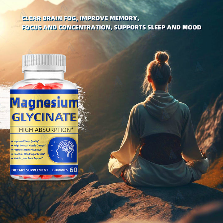 Magnesium Glycinate Gummies 600mg for Adult, Magnesium Supplement for Sleep, Stress Relief, Muscle, Nerve Support, Calm Magnesium L-Threonate Multivitamin, Raspberry Flavor, 60 Count - Capsule Gummy Manufacturer