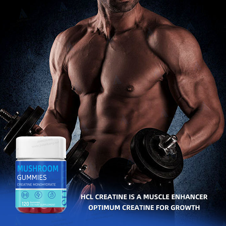 MUSHROOM Creatine Monohydrate Gummies 5g for Men & Women, 120 Creatine Sugar Free Gummies with BCAA 1000 mg, Collagen Peptides, Taurine, B12, Chewables Creatine for Muscle Support, Energy Boost, 1Pack - Capsule Gummy Manufacturer