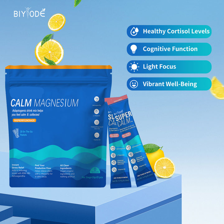 Supercalm Powdered Drink Mix, Raspberry Lemonade, L Theanine, Ksm-66 Ashwagandha, Magnesium Glycinate, Vitamin D 3, Supplements for Relaxation & Focus, No Sugar, Non GMO, On The Go, 20 Ct - Capsule Gummy Manufacturer