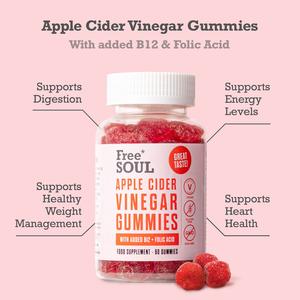 Apple Cider Vinegar Gummy Vitamins - 60 Count - Vitamin B12, Gelatin-Free, Gluten-Free, Vegan & Non-GMO - Capsule Gummy Manufacturer