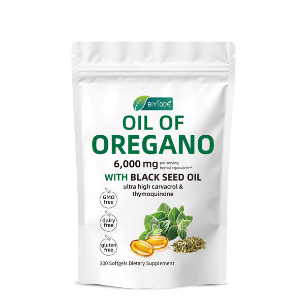 Oil of Oregano Softgels 6000mg Per Serving, 300 Count | 2 in 1 Formulated with Black Seed Oil 200mg, 4X Strength Carvacrol & Thymoquinone | Plant Based, Non-GMO & Immune Support - Capsule Gummy Manufacturer